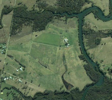aerial view of thoroughbred horse agistment property farm